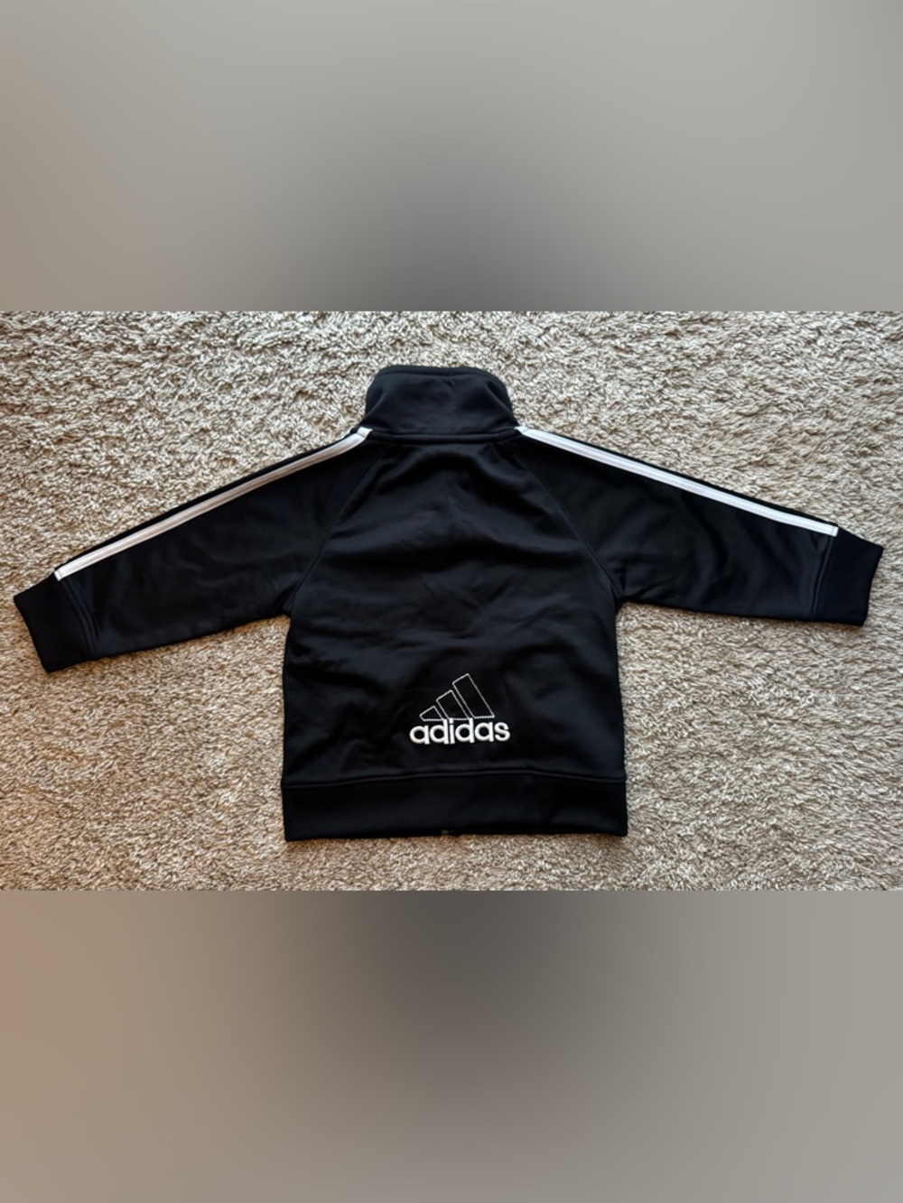 Adidas Toddler Black Track Jacket & Pants Set with White Stripes (12M) Like New - Picture 4 of 7